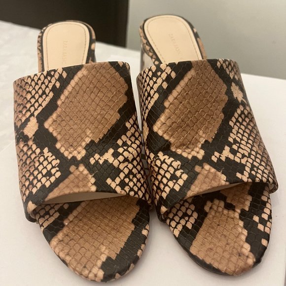 ZARA snake print clear block heel mule - Picture 2 of 3